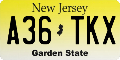 NJ license plate A36TKX