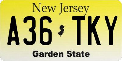 NJ license plate A36TKY