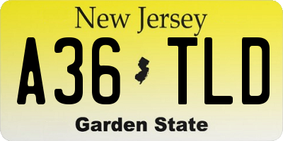 NJ license plate A36TLD