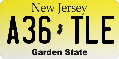NJ license plate A36TLE