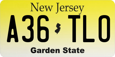 NJ license plate A36TLO