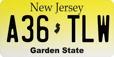 NJ license plate A36TLW