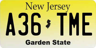 NJ license plate A36TME
