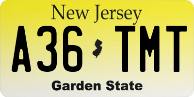 NJ license plate A36TMT