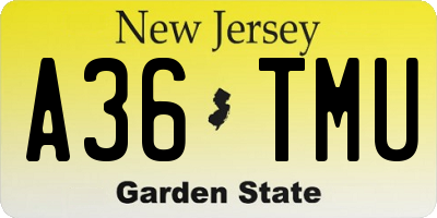 NJ license plate A36TMU