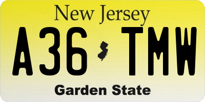 NJ license plate A36TMW