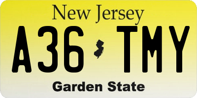NJ license plate A36TMY