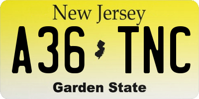 NJ license plate A36TNC