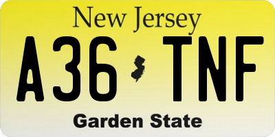 NJ license plate A36TNF