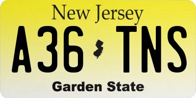 NJ license plate A36TNS