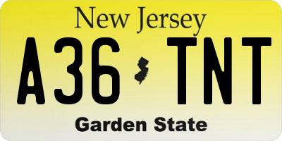 NJ license plate A36TNT