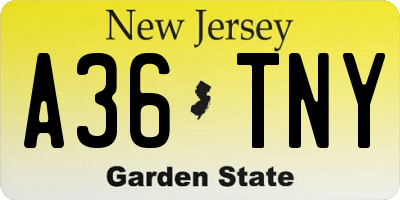 NJ license plate A36TNY