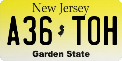 NJ license plate A36TOH