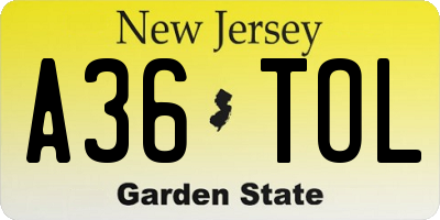 NJ license plate A36TOL