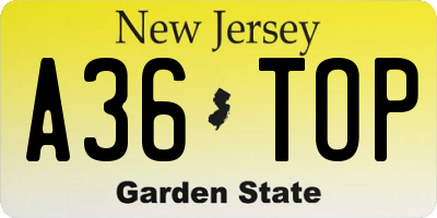 NJ license plate A36TOP