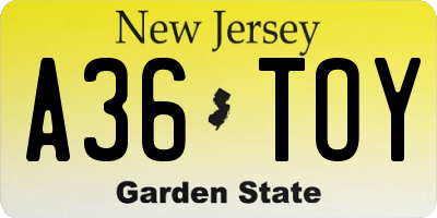 NJ license plate A36TOY