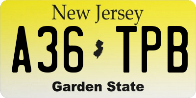 NJ license plate A36TPB