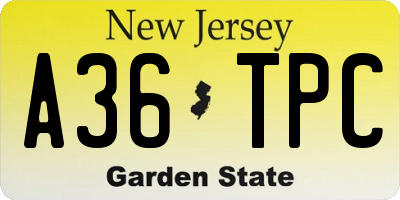 NJ license plate A36TPC