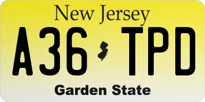 NJ license plate A36TPD