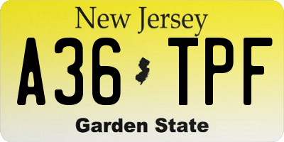 NJ license plate A36TPF
