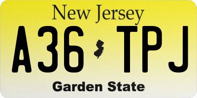 NJ license plate A36TPJ