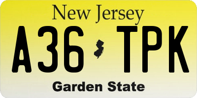 NJ license plate A36TPK