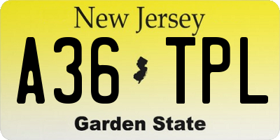 NJ license plate A36TPL