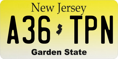 NJ license plate A36TPN