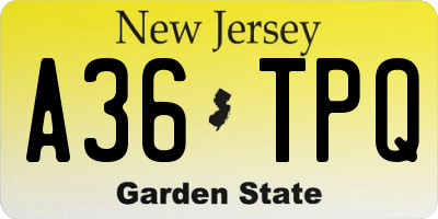 NJ license plate A36TPQ