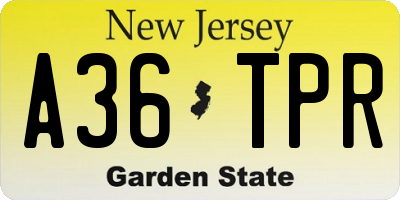 NJ license plate A36TPR