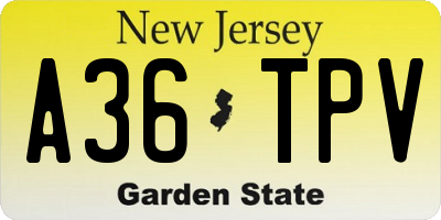NJ license plate A36TPV