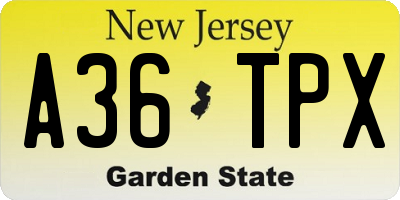 NJ license plate A36TPX