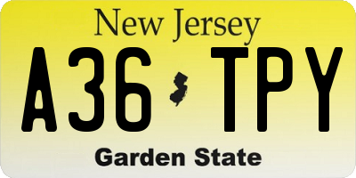 NJ license plate A36TPY