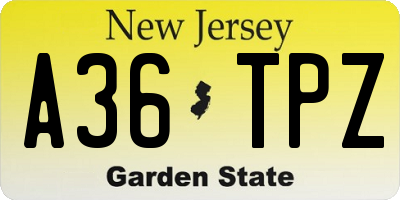 NJ license plate A36TPZ