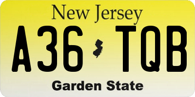 NJ license plate A36TQB