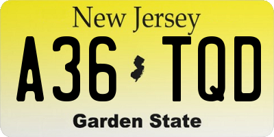 NJ license plate A36TQD