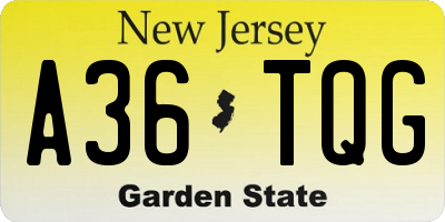 NJ license plate A36TQG