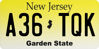 NJ license plate A36TQK
