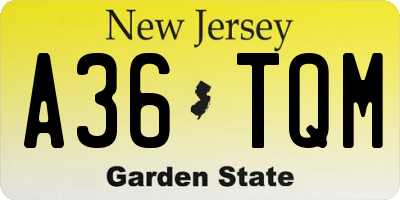 NJ license plate A36TQM