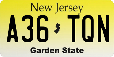 NJ license plate A36TQN