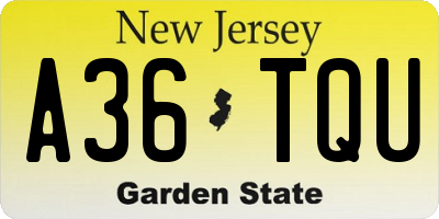 NJ license plate A36TQU