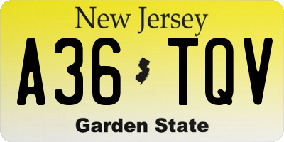 NJ license plate A36TQV