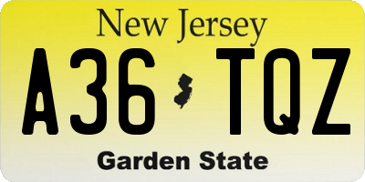 NJ license plate A36TQZ
