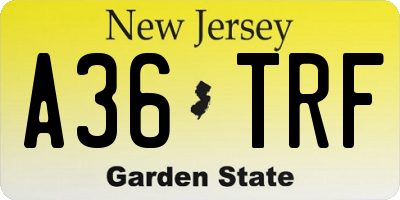 NJ license plate A36TRF