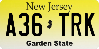 NJ license plate A36TRK