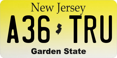 NJ license plate A36TRU