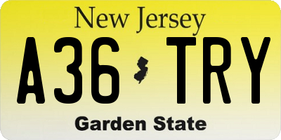 NJ license plate A36TRY