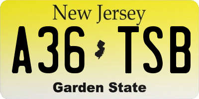 NJ license plate A36TSB