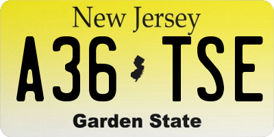NJ license plate A36TSE