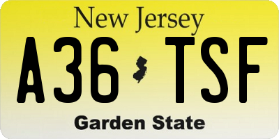 NJ license plate A36TSF